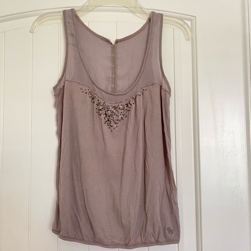 Abercrombie Taupe Beaded Tank